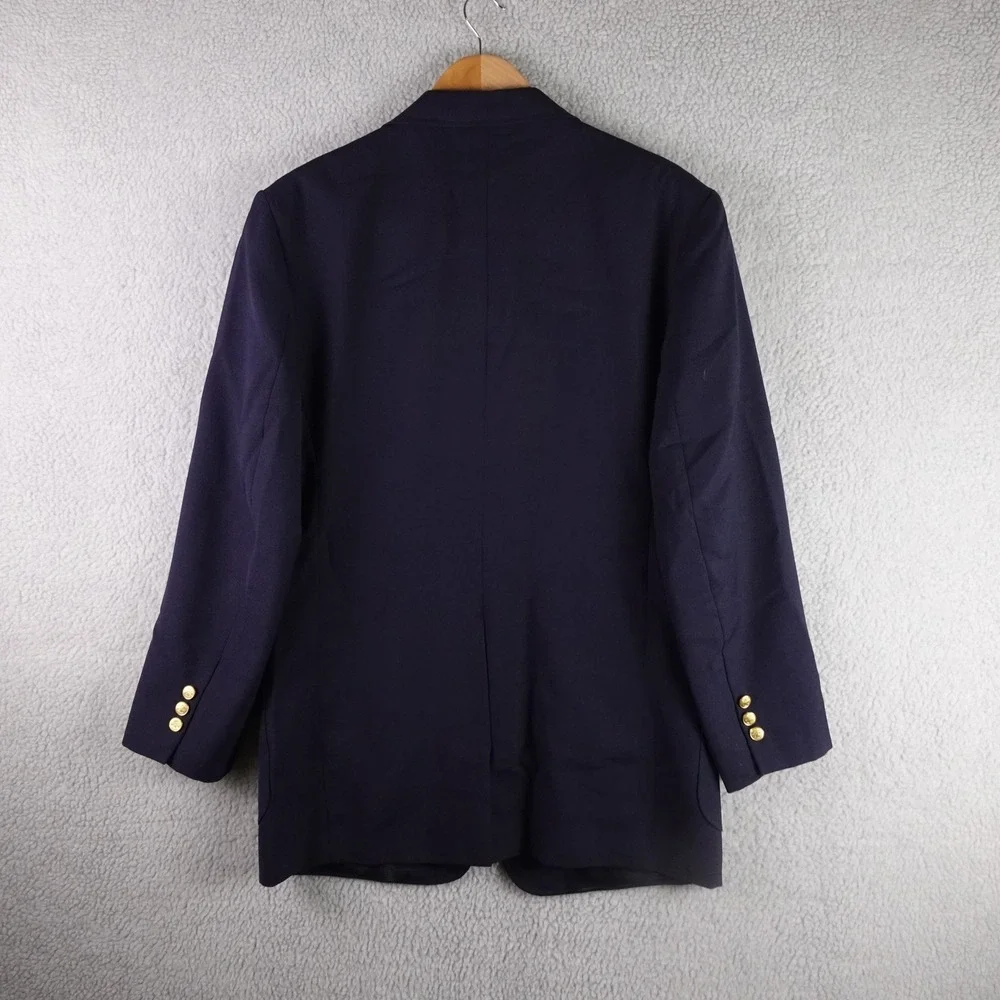 Orvis Mens Navy Blue Wool Blazer Gold Crest Button USA Made 42L Sport Coat